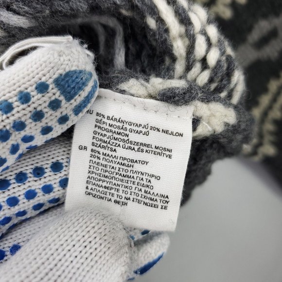 H&M LOGG Sweater Men Medium Gray White 1/4 Button Hand Knitted Pullover Wool - Picture 10 of 12